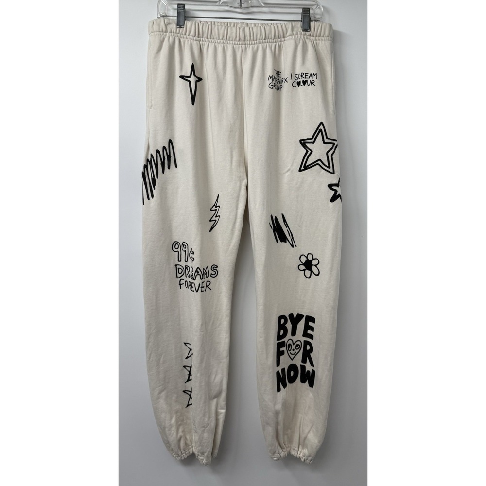 The Mayfair Group Bye For Now Graphic Joggers Sweatpants M Women I Scream Color